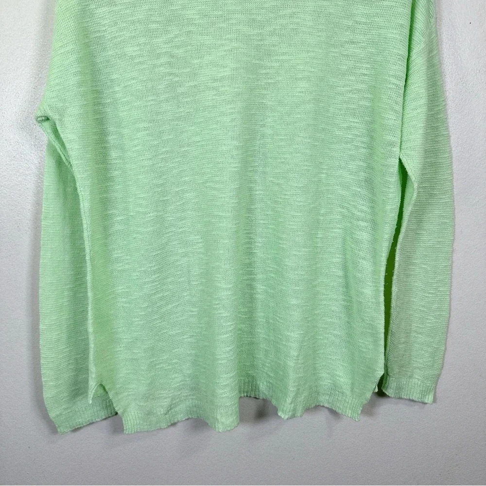 Eileen Fisher Womens Size Petite Medium Green Organic Linen Long Sleeve Top - Picture 13 of 14